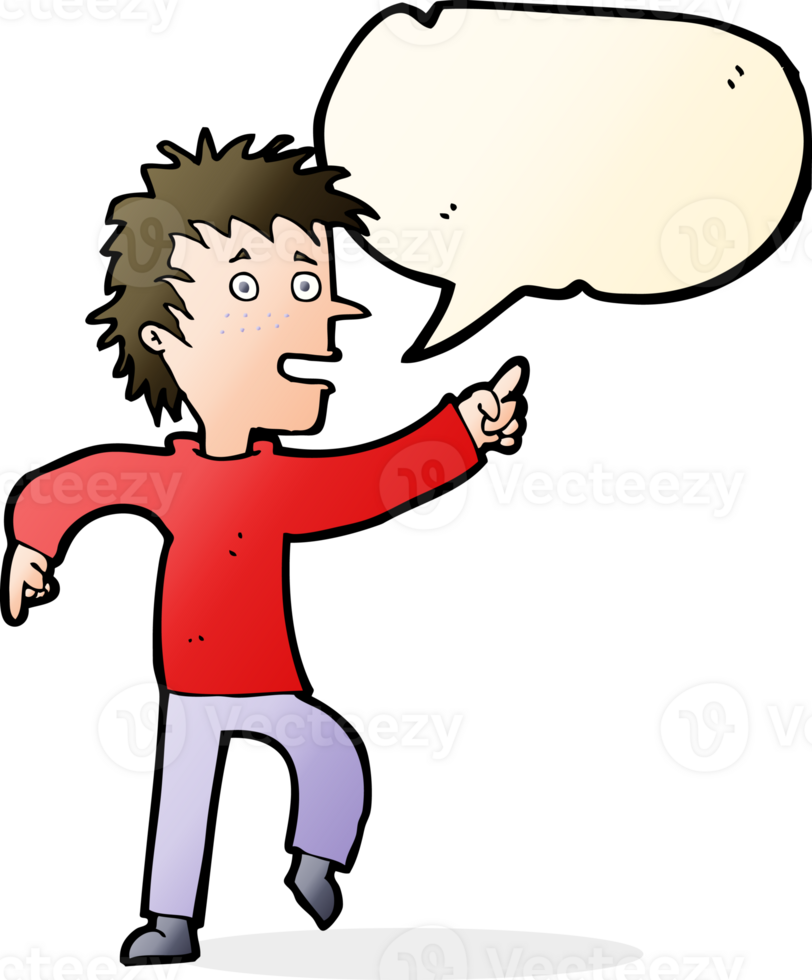 cartoon happy man pointing with speech bubble png