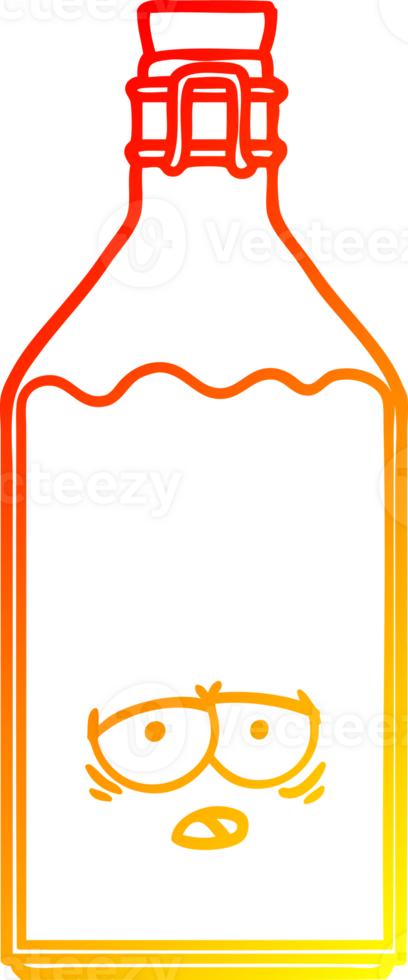 warm gradient line drawing of a cartoon old milk bottle png