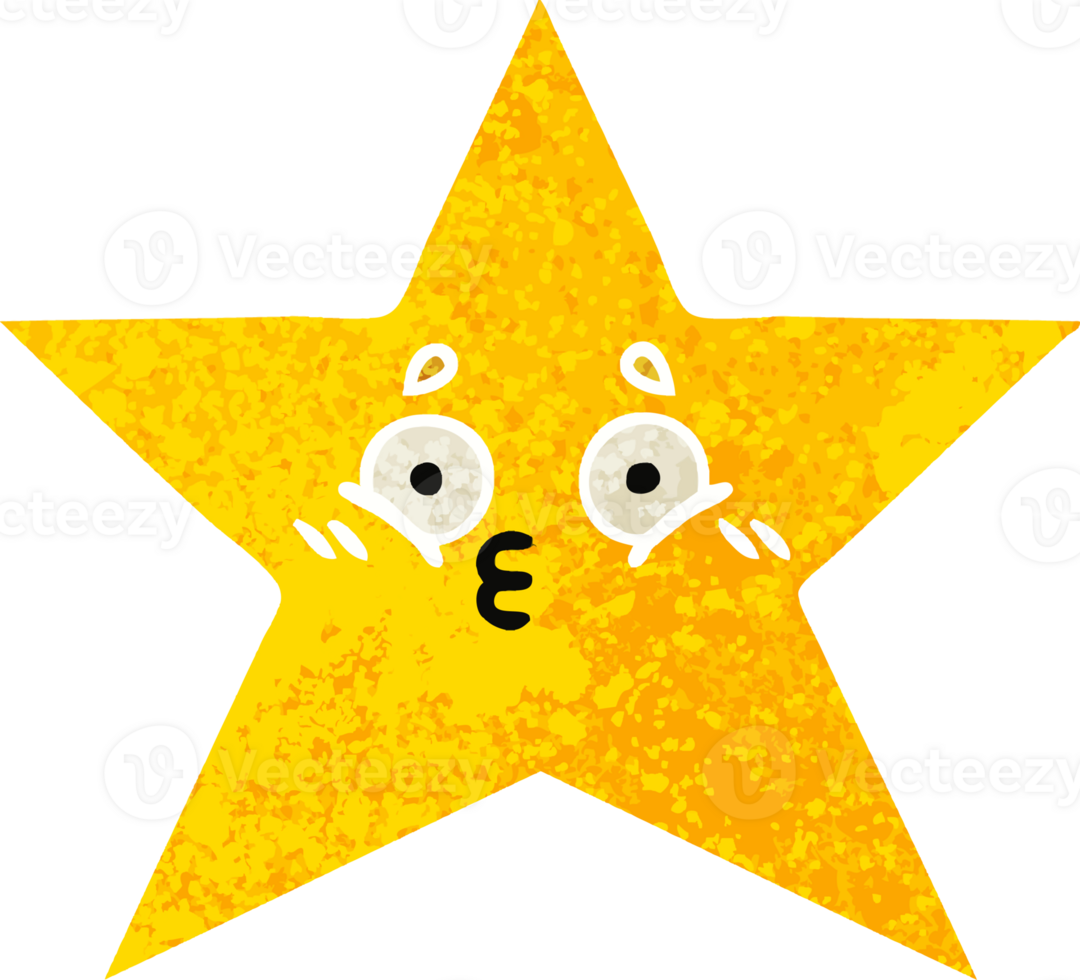 retro illustration style cartoon of a gold star png