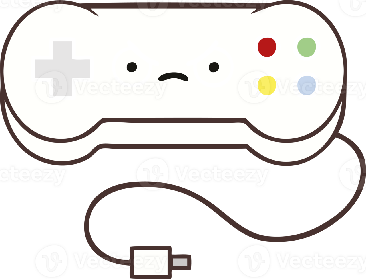 flat color retro cartoon of a game controller png