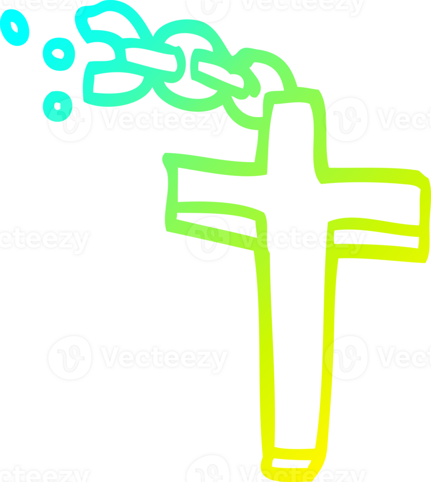cold gradient line drawing of a cartoon silver cross png