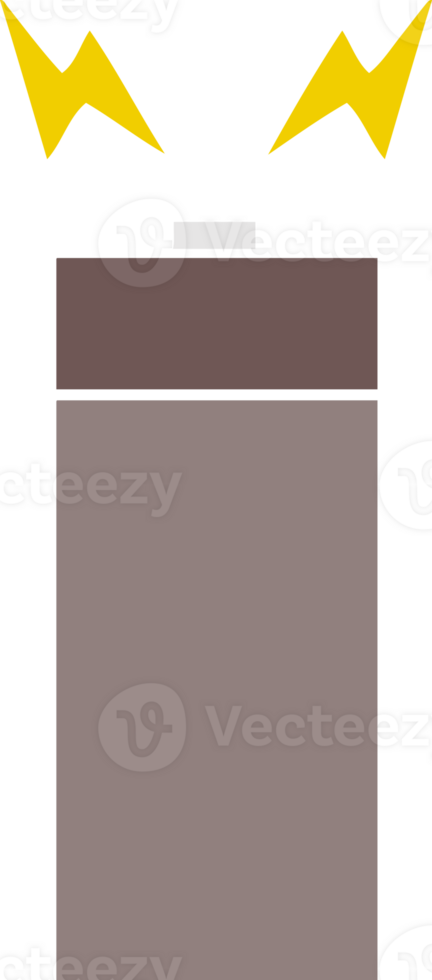 flat color retro cartoon of a old battery png
