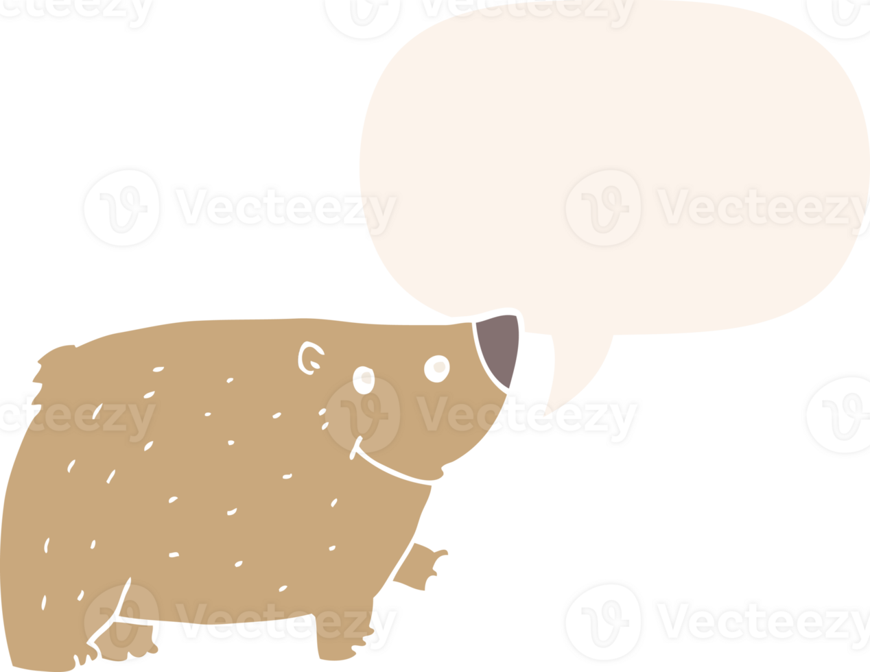 cartoon bear with speech bubble in retro style png