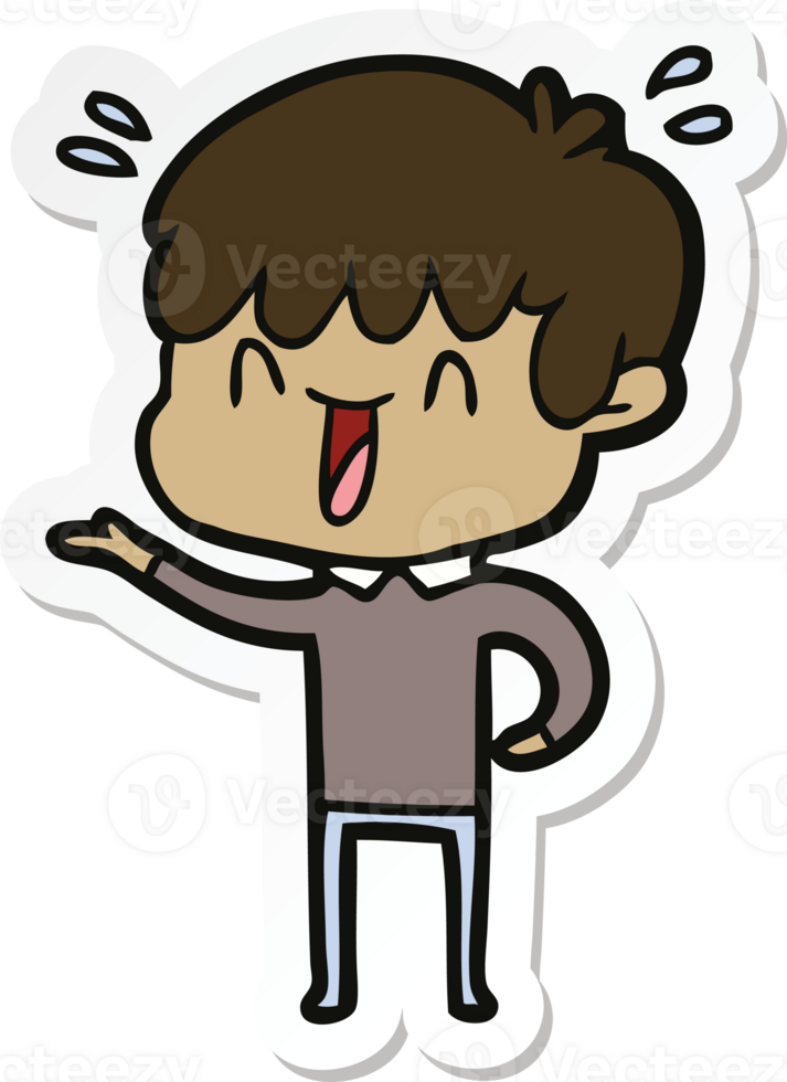 sticker of a cartoon laughing boy png