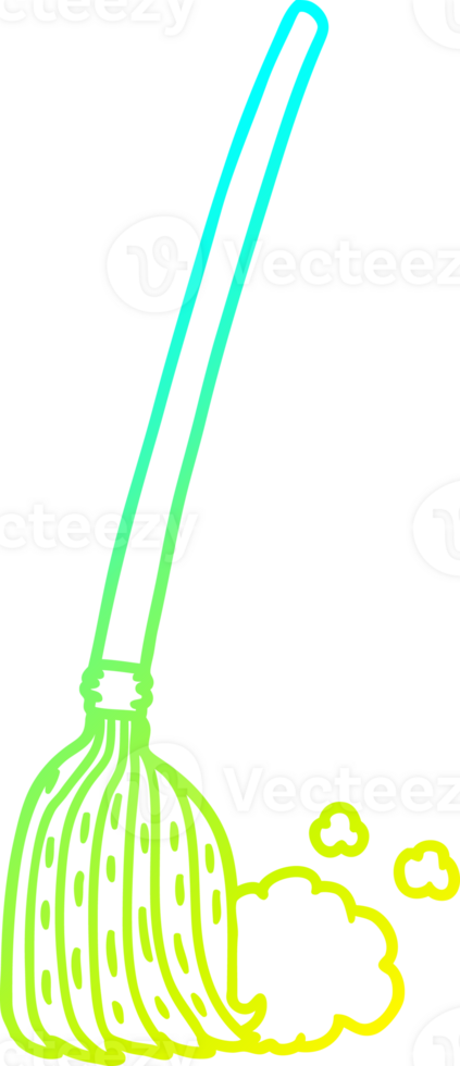 cold gradient line drawing of a cartoon broom sweeping png