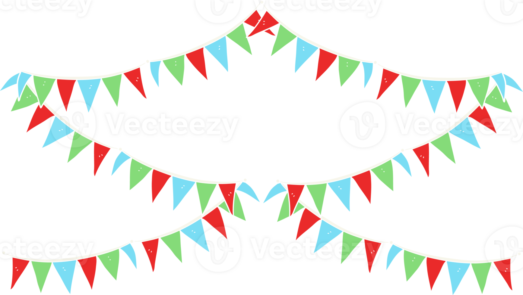 flat color illustration of bunting flags png