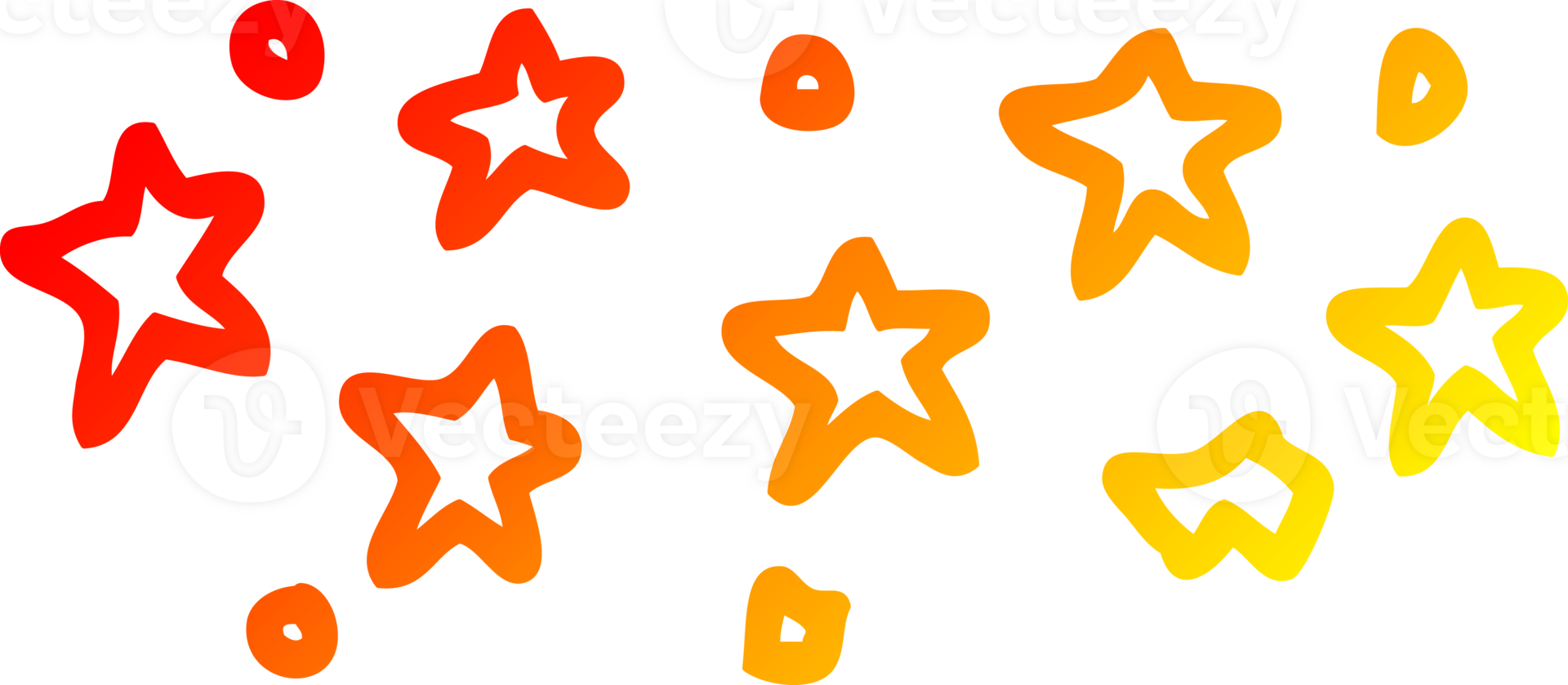 warm gradient line drawing of a cartoon stars png