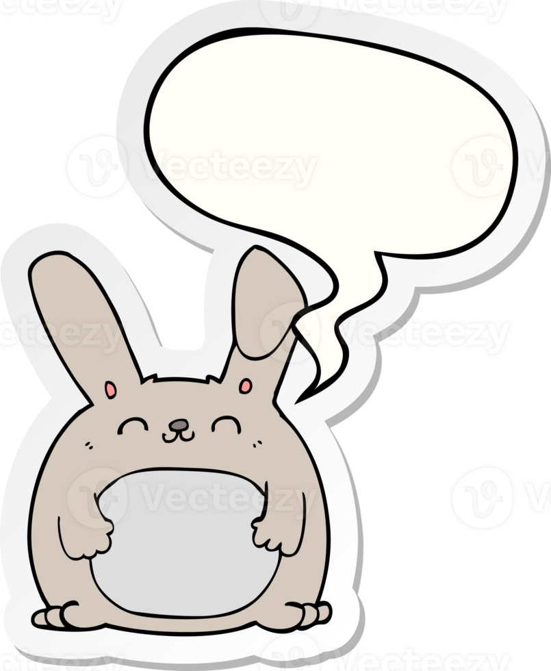 cartoon rabbit with speech bubble sticker png