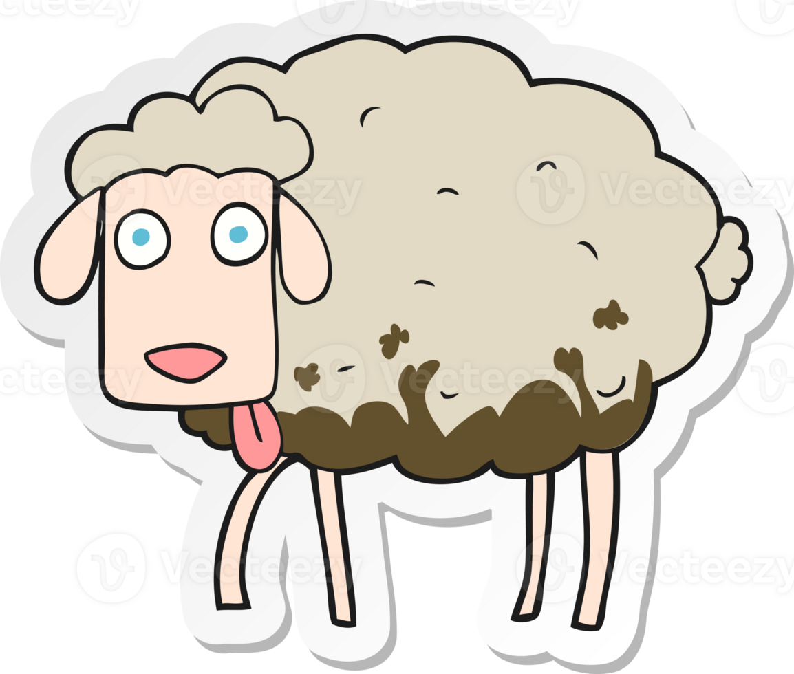sticker of a cartoon muddy sheep png