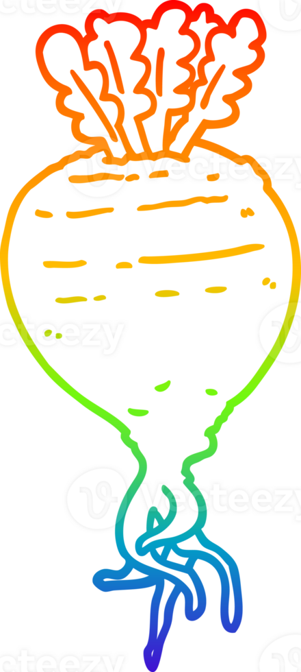 rainbow gradient line drawing of a cartoon root vegetable png