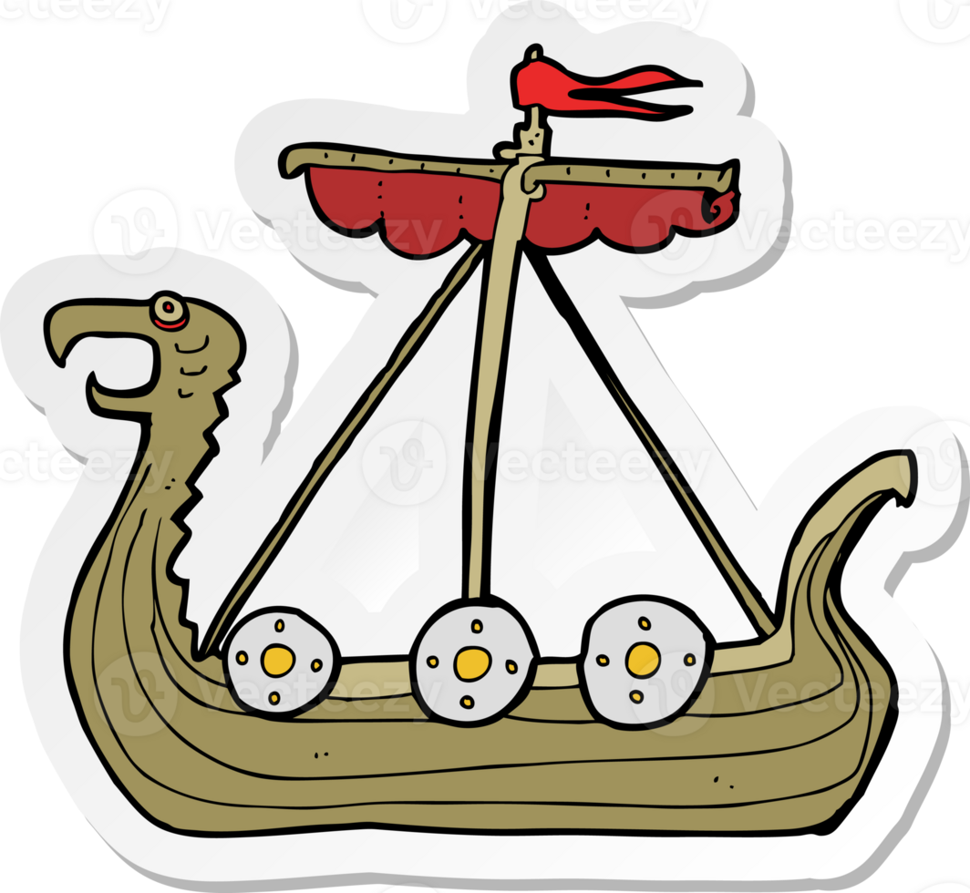 sticker of a cartoon viking ship png