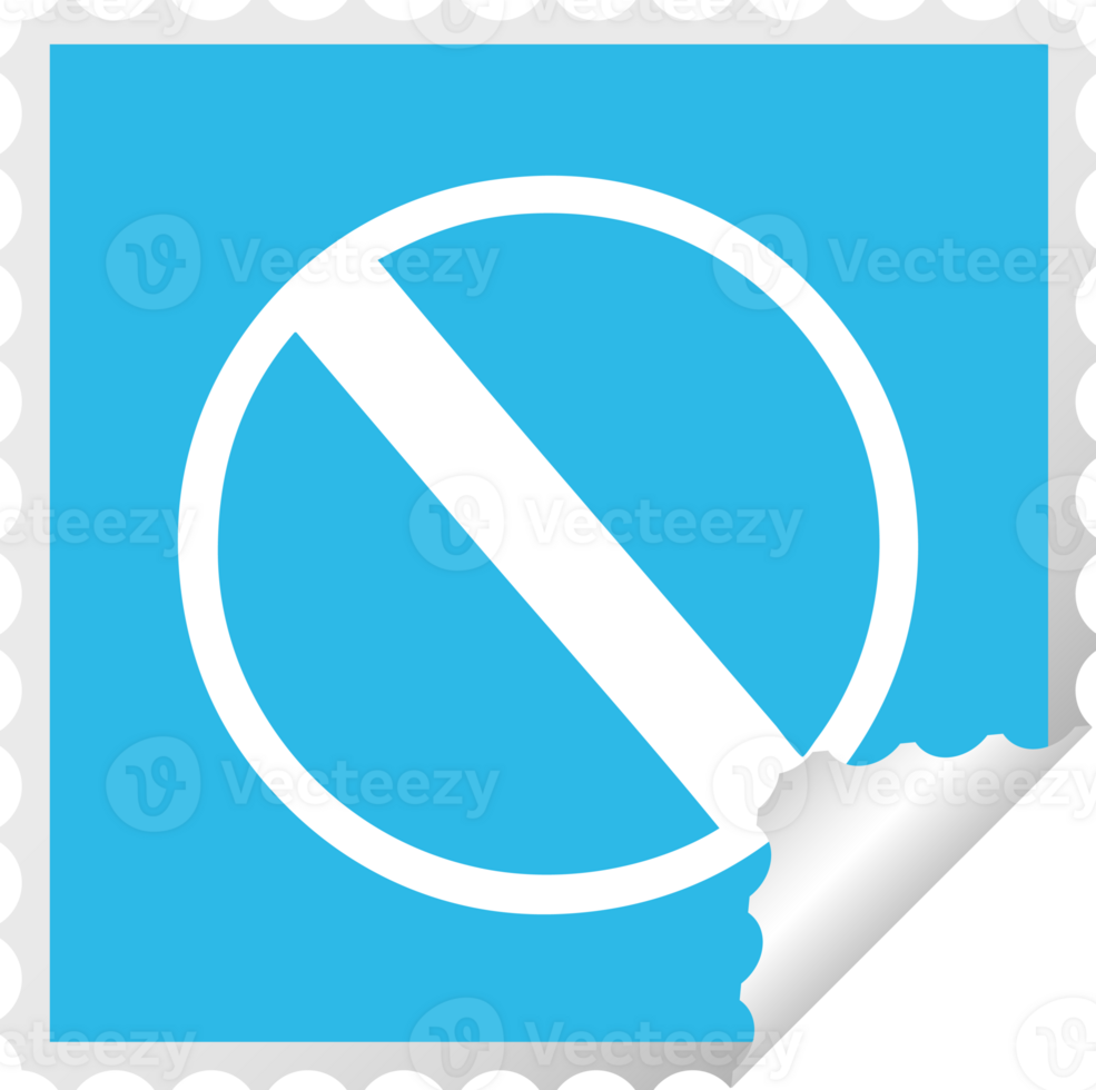 square peeling sticker cartoon of a not allowed sign png
