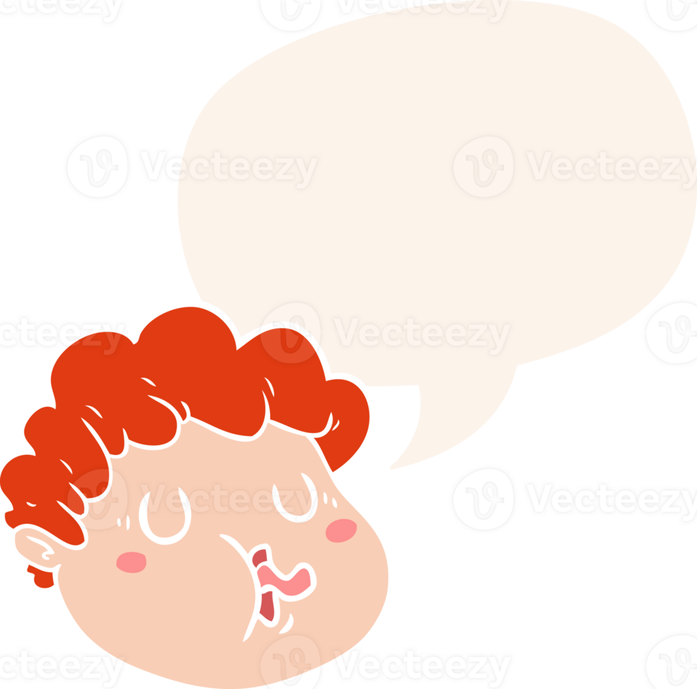 cartoon male face with speech bubble in retro style png