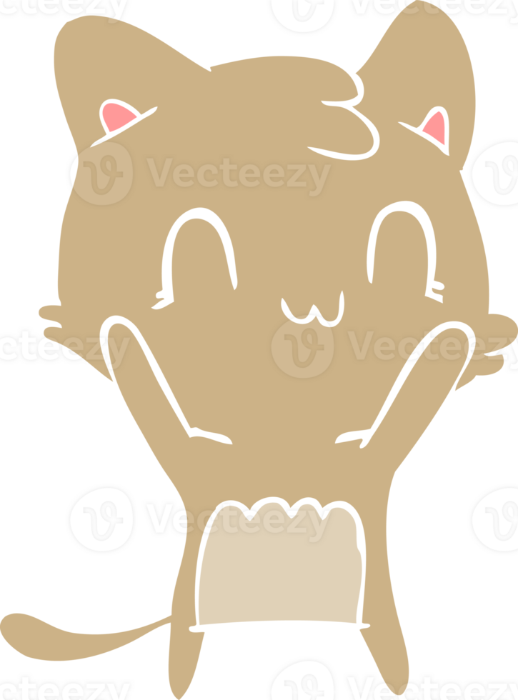flat color style cartoon happy cat png