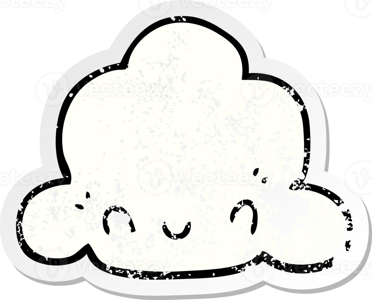 distressed sticker of a cartoon cloud png