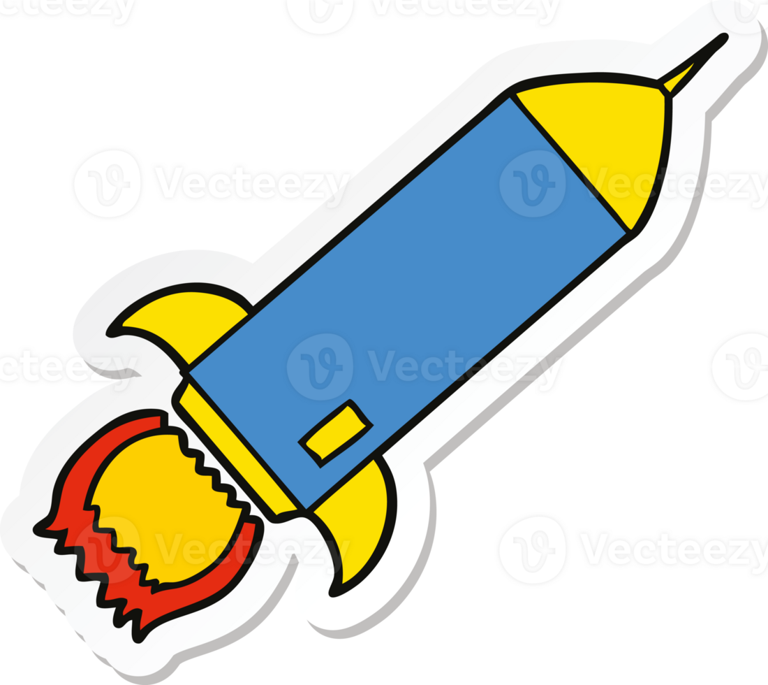 sticker of a cartoon rocket png