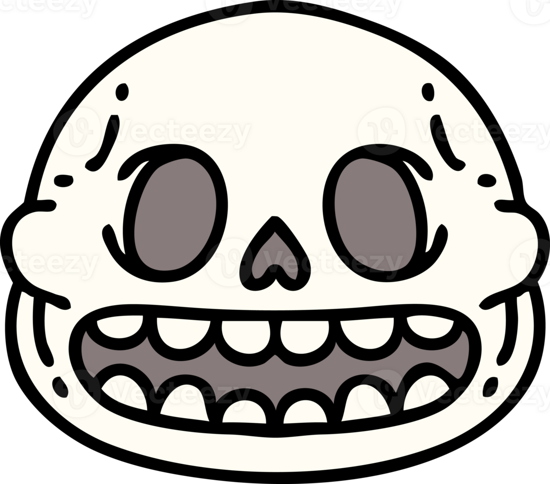 cartoon of a spooky halloween skull png