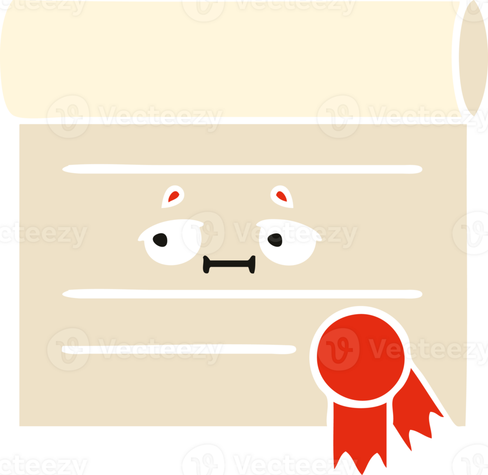 flat color retro cartoon of a certificate png