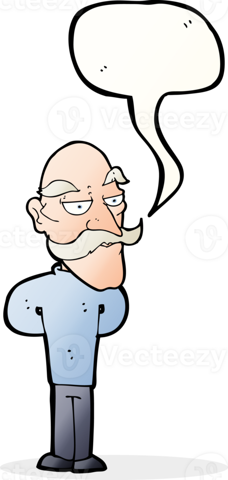 cartoon old man with mustache with speech bubble png