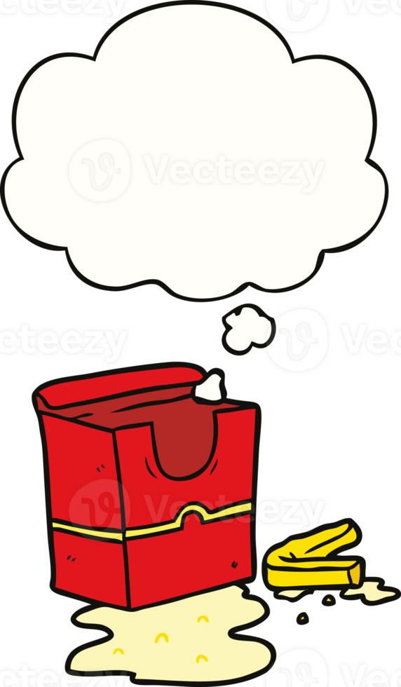 cartoon fries with thought bubble png