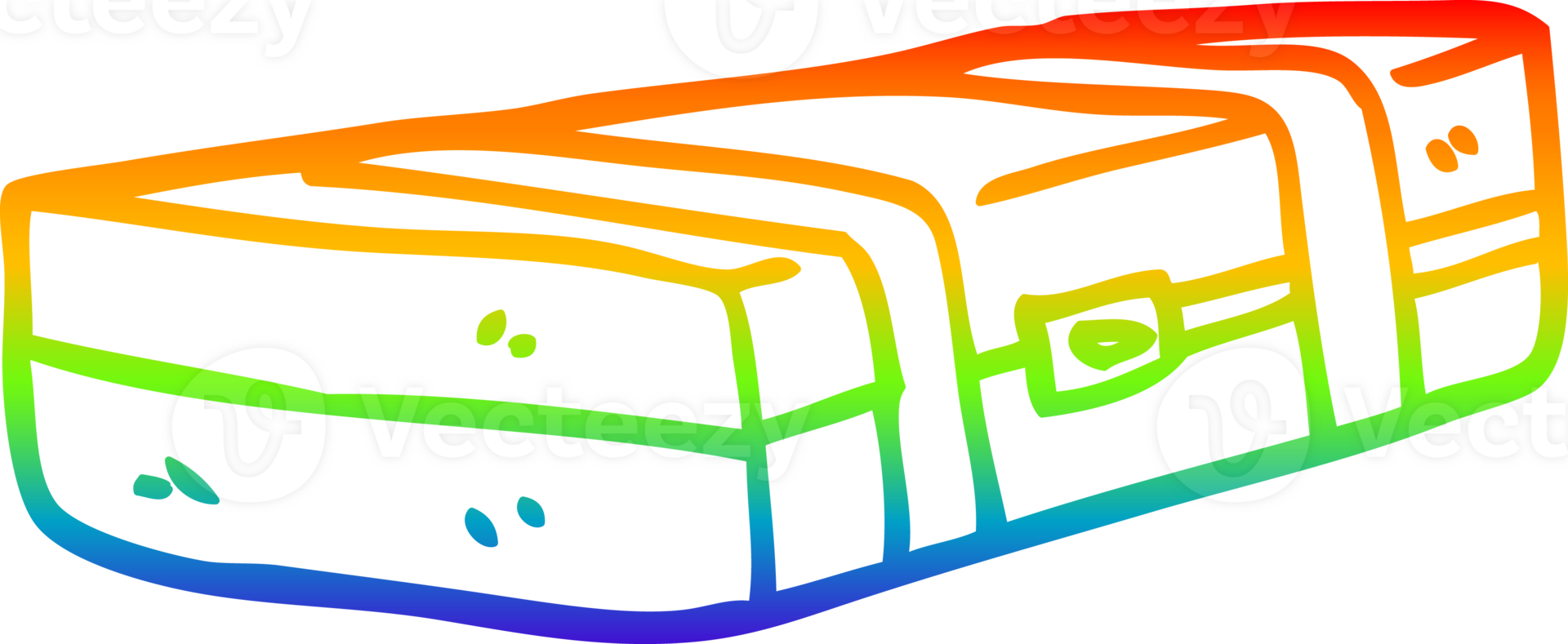 rainbow gradient line drawing of a cartoon suit case png