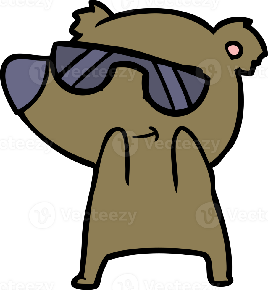 cute cartoon bear wearing sunglasses png