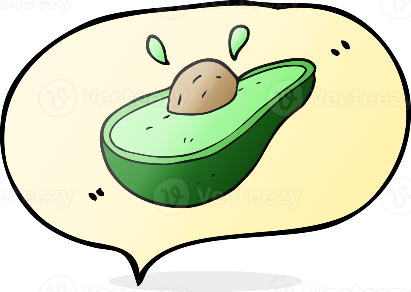 hand drawn speech bubble cartoon avocado png