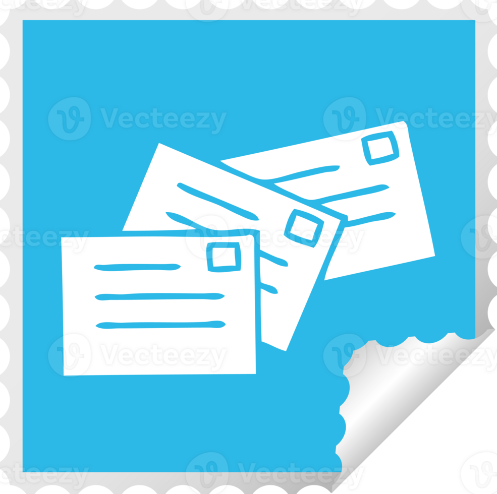 square peeling sticker cartoon of a letters png