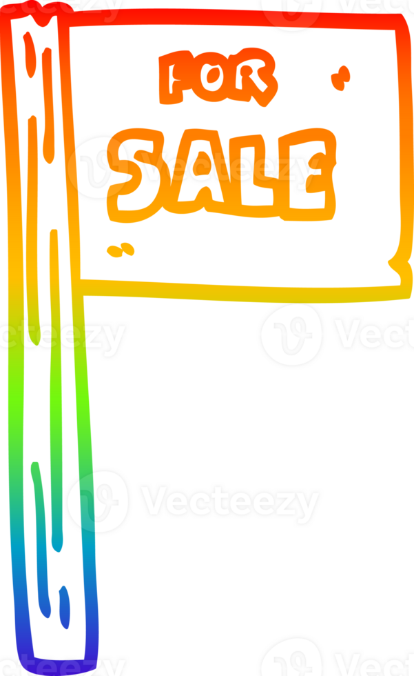 rainbow gradient line drawing of a cartoon sale sign png