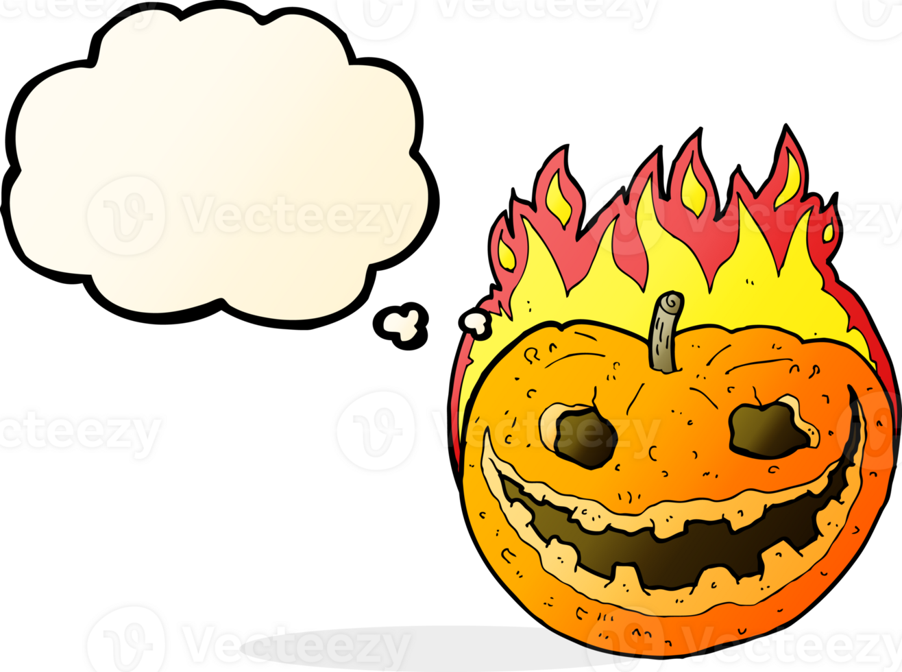 cartoon spooky pumpkin with thought bubble png