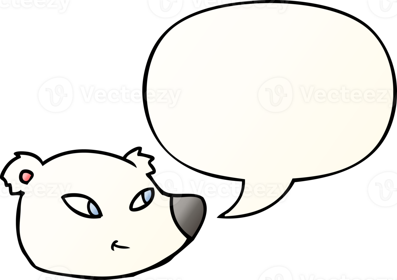 cartoon polar bear face with speech bubble in smooth gradient style png