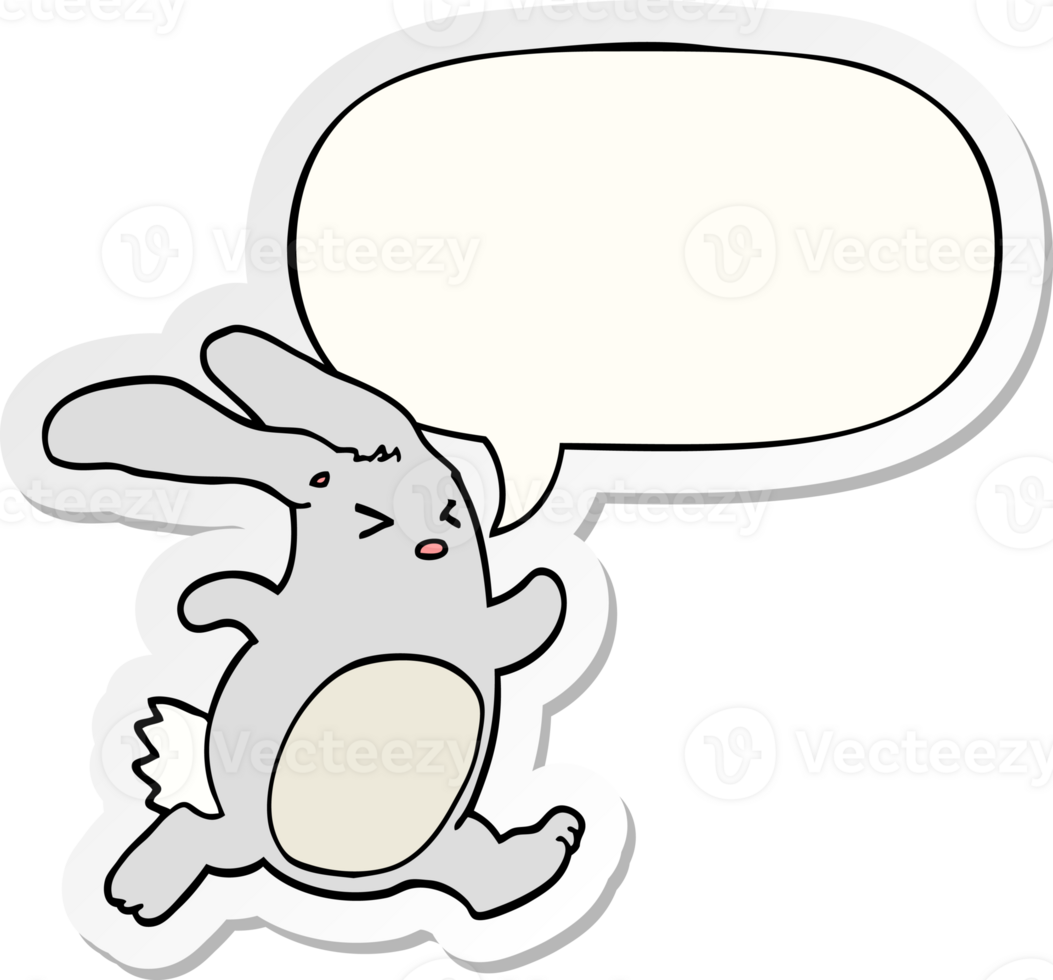 cartoon rabbit with speech bubble sticker png