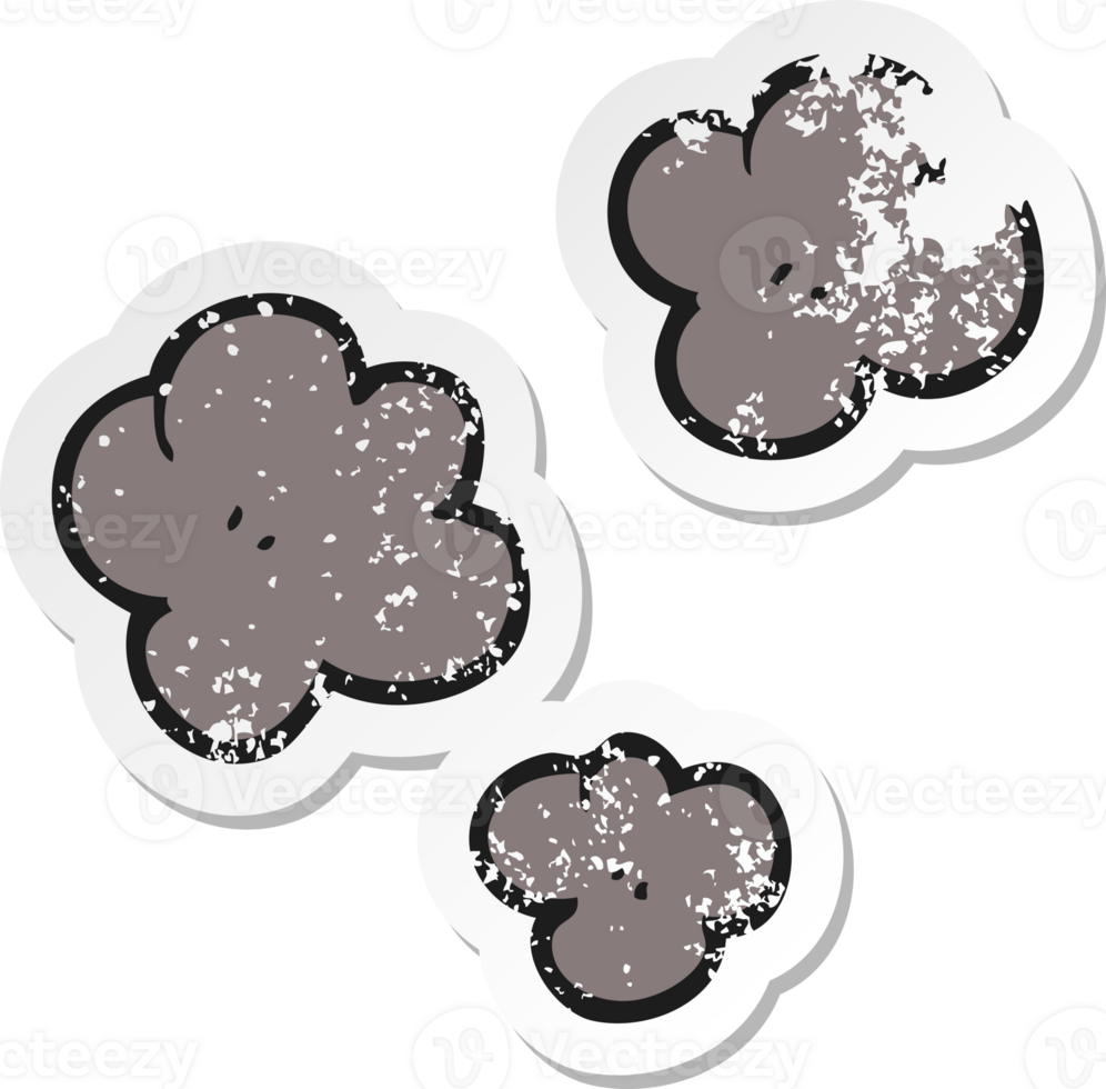 retro distressed sticker of a cartoon smoke cloud symbol png