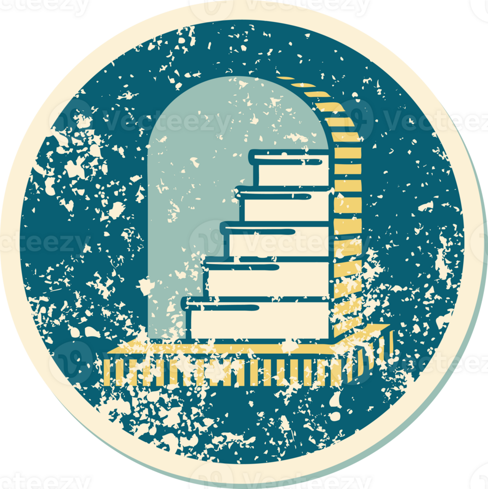 iconic distressed sticker tattoo style image of a grave stone png