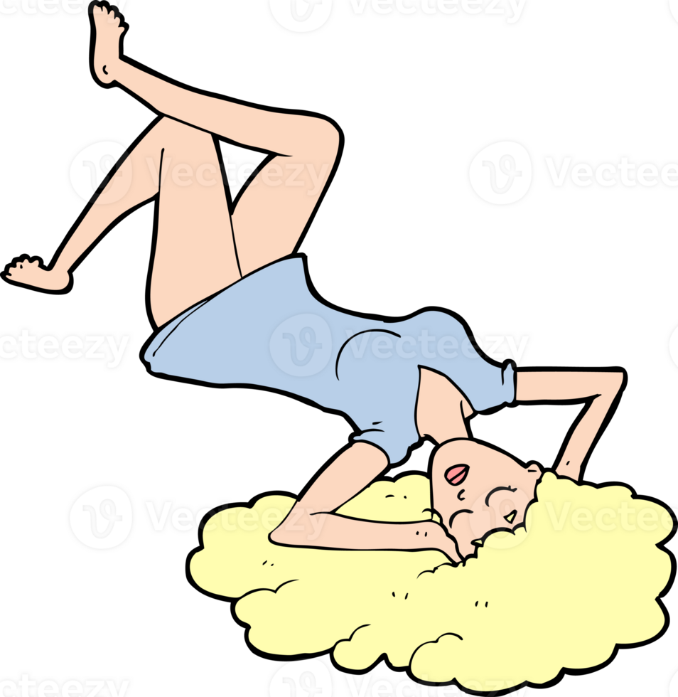 cartoon woman lying on floor png
