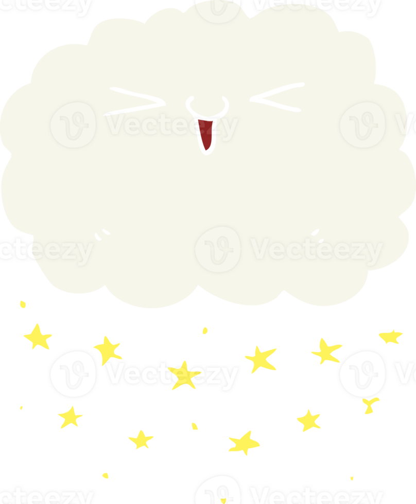 happy flat color style cartoon cloud png