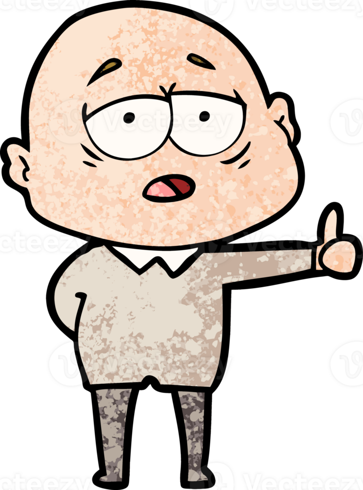cartoon tired bald man png