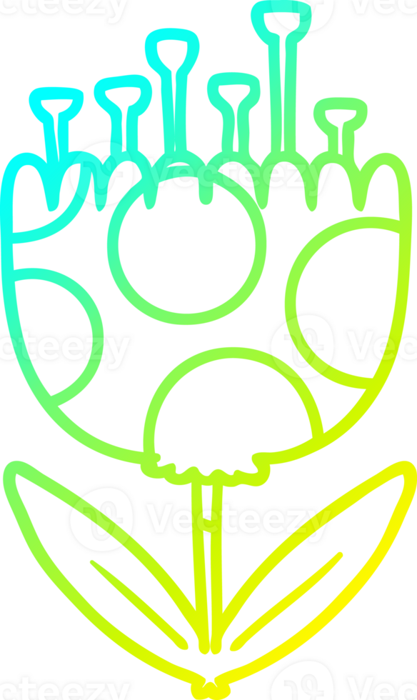cold gradient line drawing of a cartoon patterned flower png