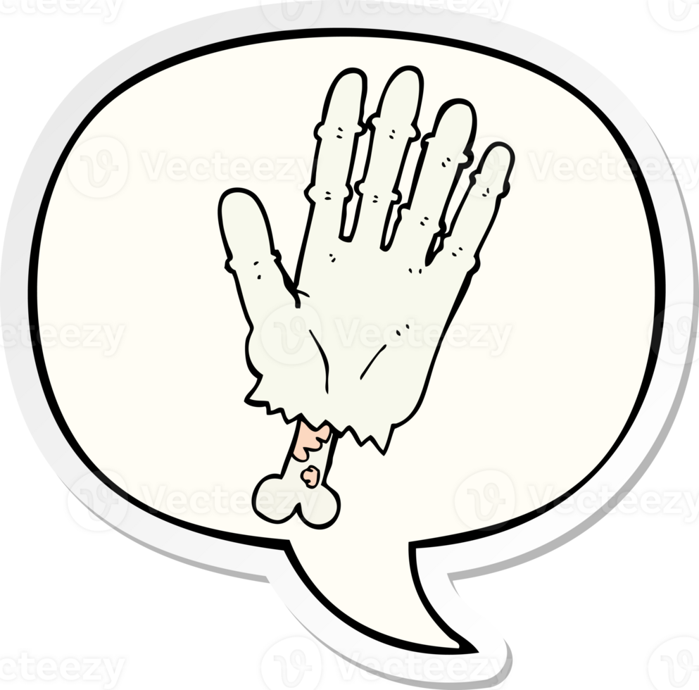 cartoon zombie hand with speech bubble sticker png