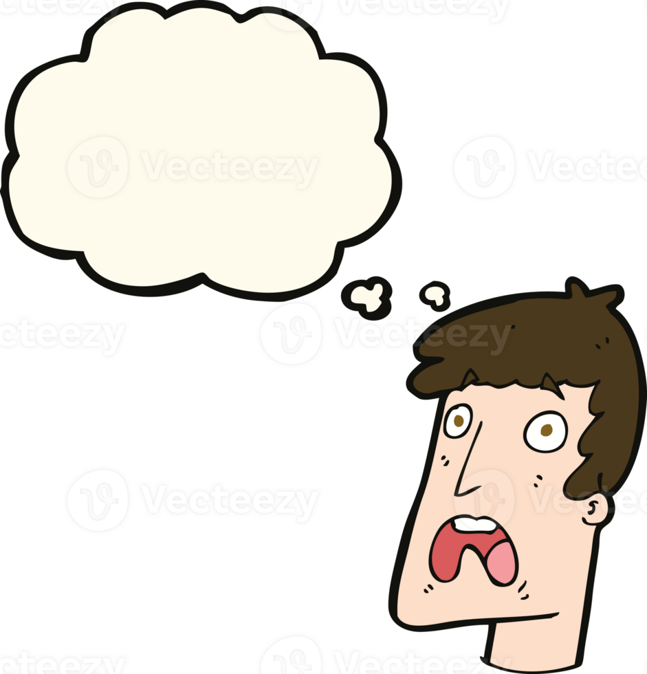 cartoon shocked man with thought bubble png