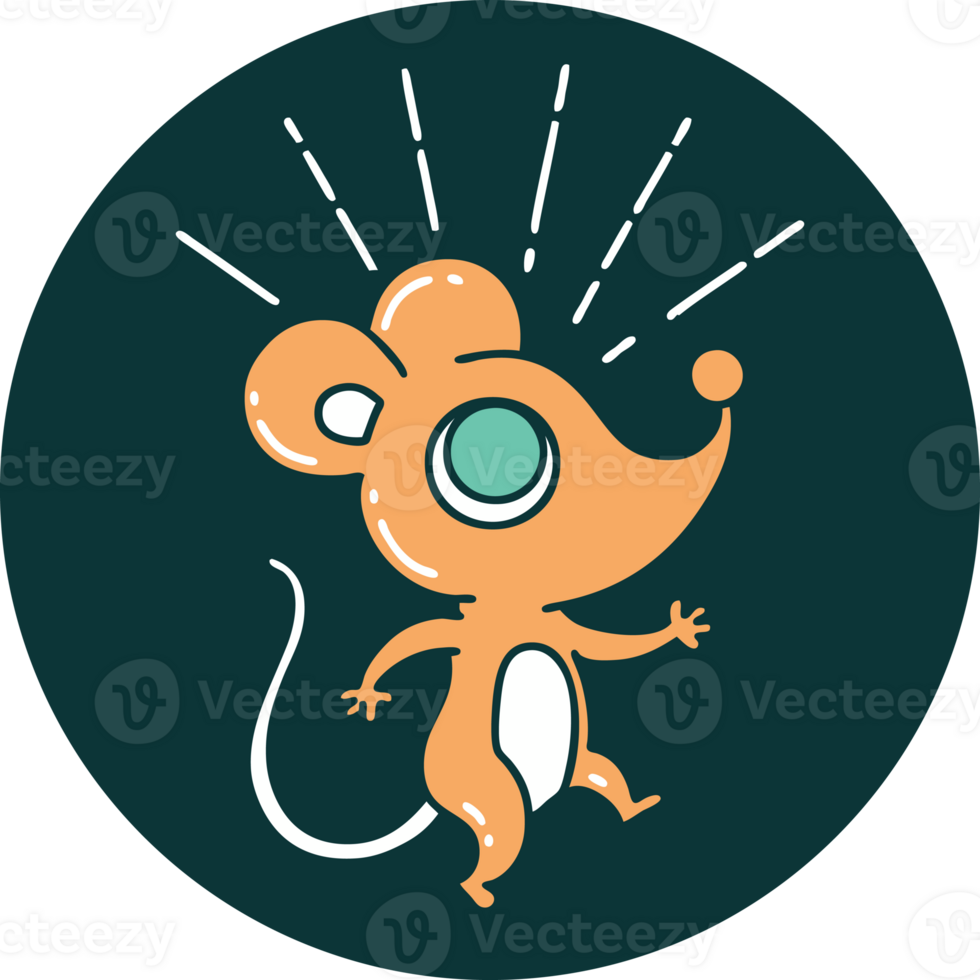 icon of a tattoo style mouse character png