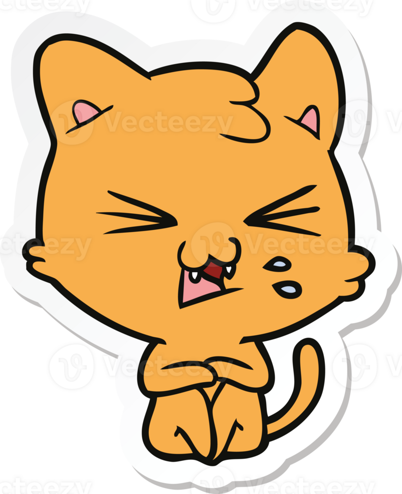 sticker of a cartoon hissing cat png