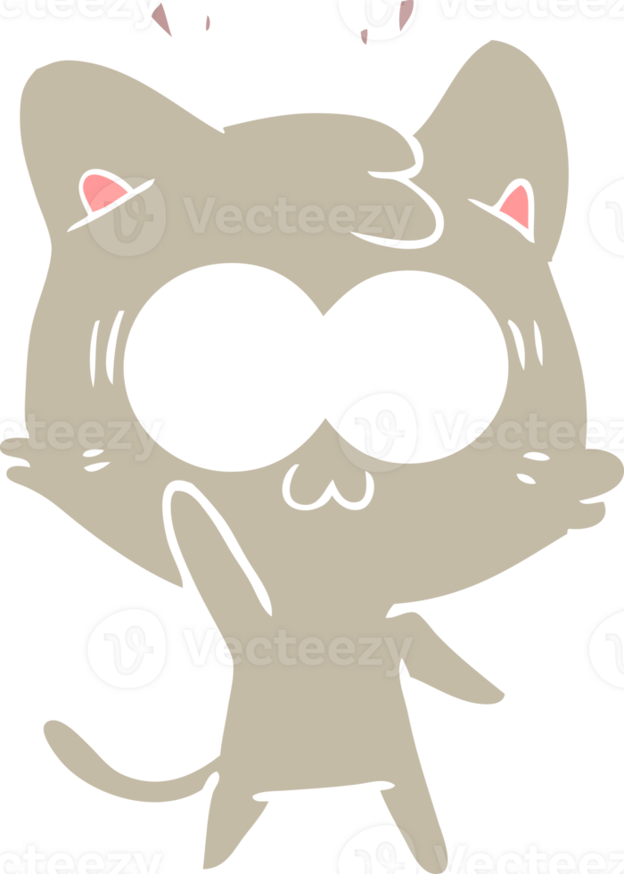 flat color style cartoon surprised cat png