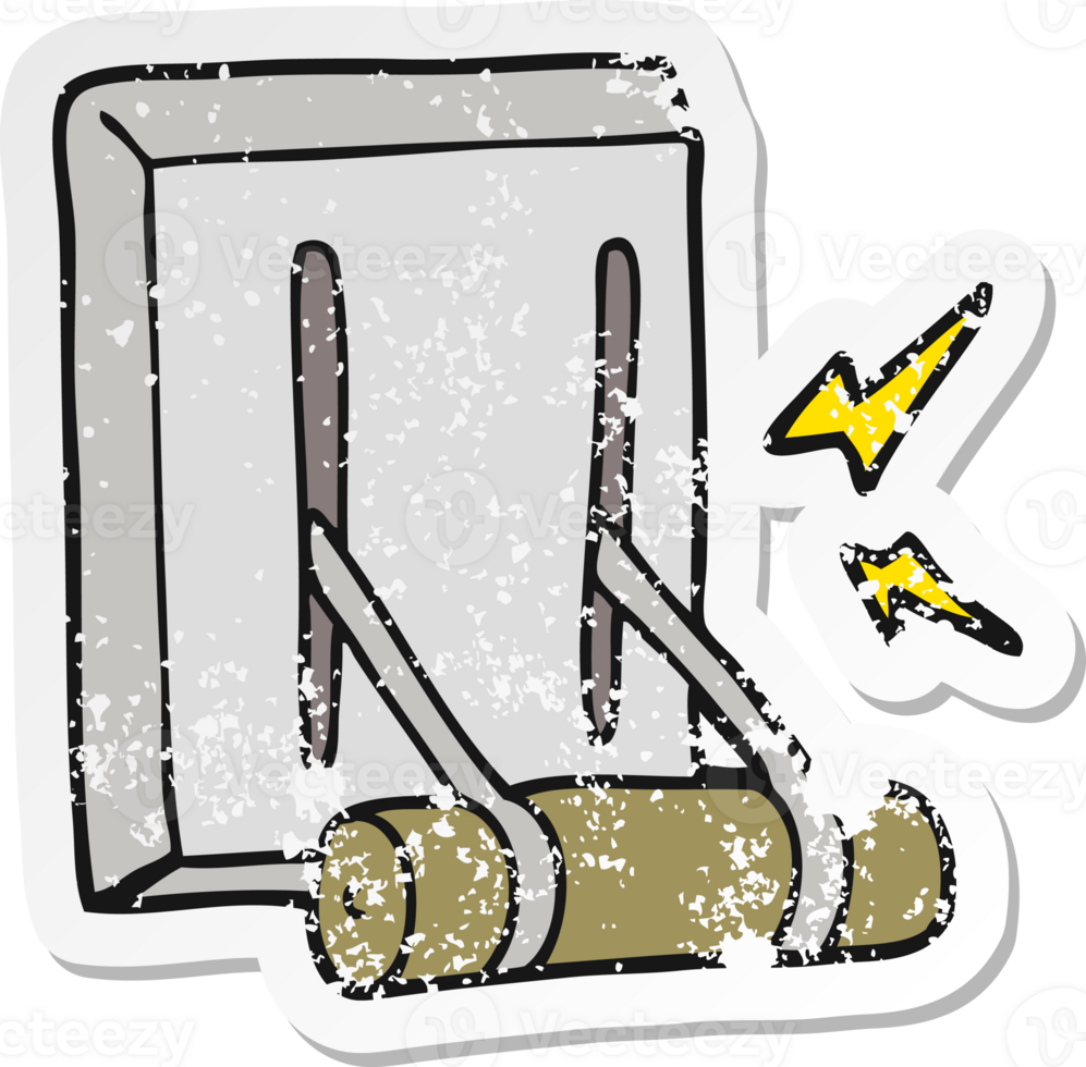 retro distressed sticker of a cartoon electrical switch png