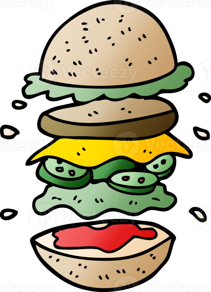 cartoon doodle huge burger png