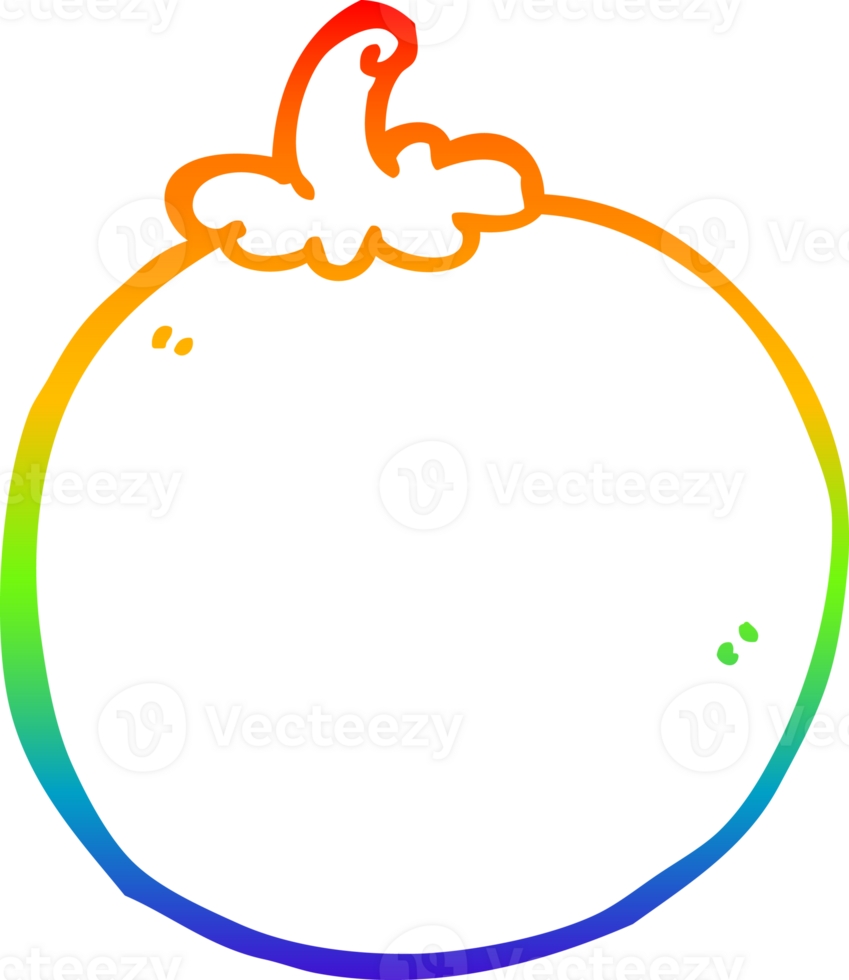 rainbow gradient line drawing of a cartoon tomato png