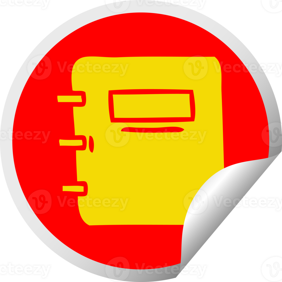 circular peeling sticker cartoon of a note book png