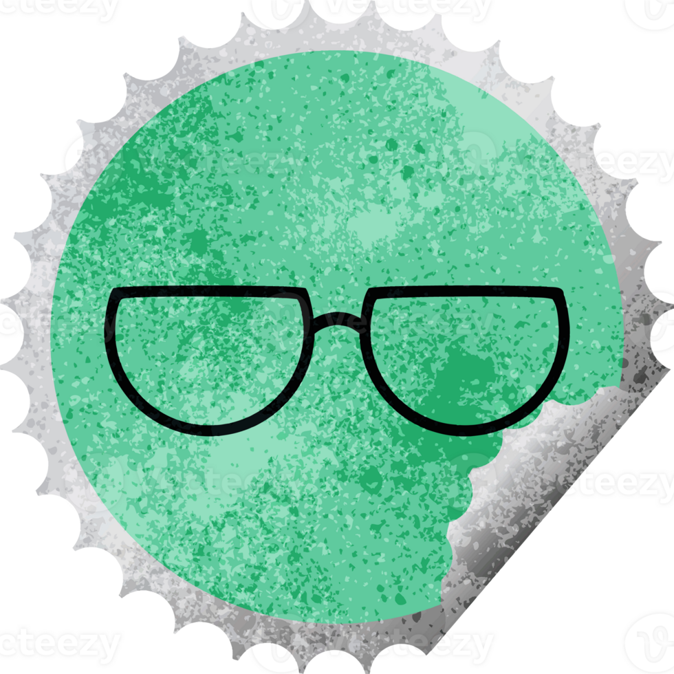 spectacles graphic   illustration round sticker stamp png