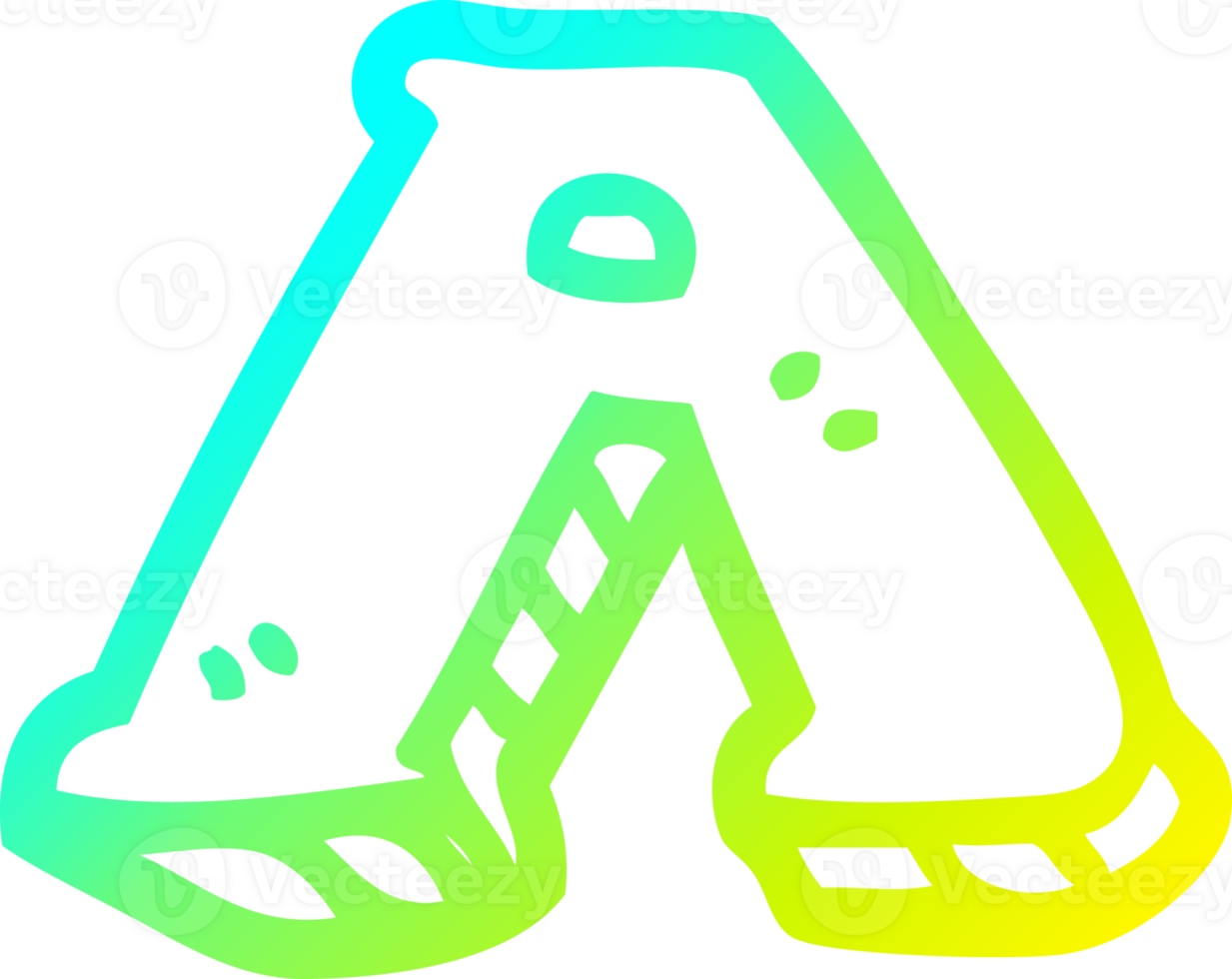 cold gradient line drawing of a cartoon letter a png
