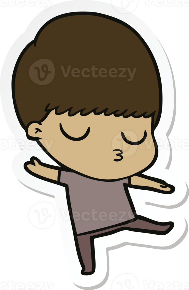 sticker of a cartoon calm boy png